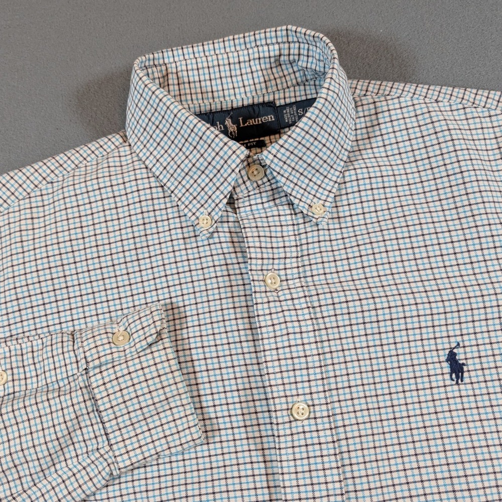 Ralph Lauren Mens Custom Fit Plaid Button Down Shirt Size Small Casual Preppy